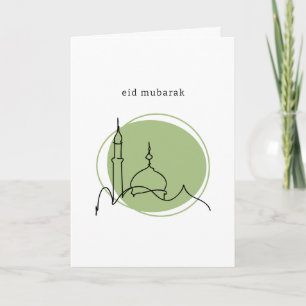 Eid Mubarak Karte   Minimalistische Moschee Linien