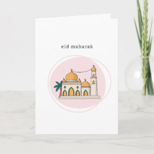 Eid Mubarak Karte   Moderne Moschee Line Art