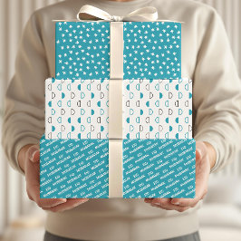 Eid Mubarak Kids Blue Moon Star Zitat Geschenkpapier Set