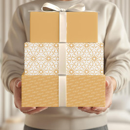 Eid Mubarak Kids Yellow Muster Zitat White Text Geschenkpapier Set