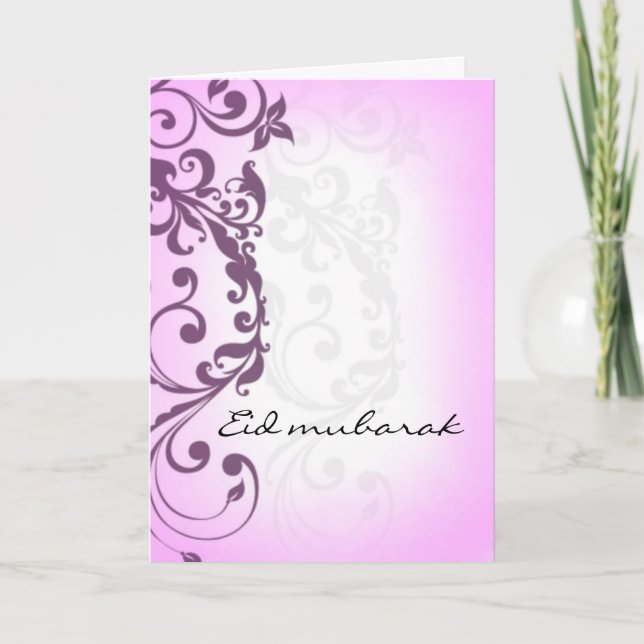 Eid Mubarak - lila Grußkarte Karte (Vorderseite)
