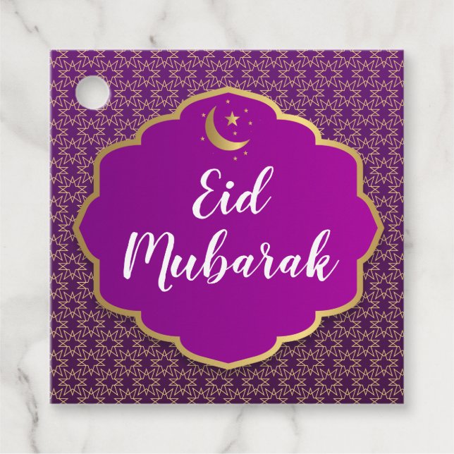 Eid Mubarak Lila Tag Geschenkanhänger (Vorderseite)