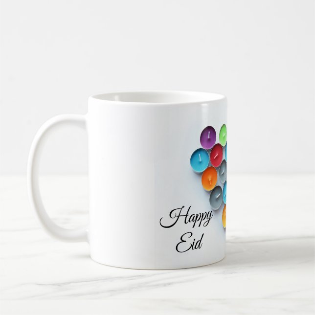 Eid Mubarak mit bunter Kerzen Tasse (Links)