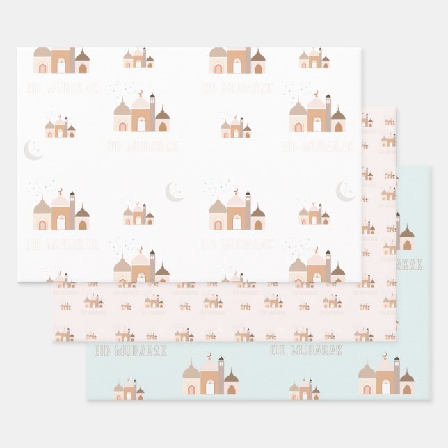 Eid Mubarak Modern Wrapping Paper Set of 3 Geschenkpapier Set (Set)