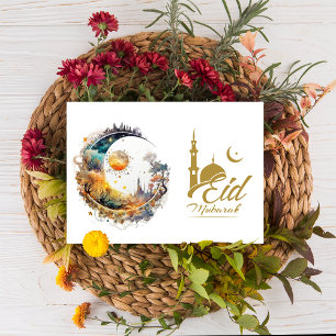 Eid Mubarak Moon und Sun Fantasy Eid Gruß Feiertagskarte
