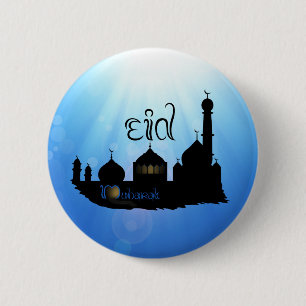 Eid Mubarak Moschee mit Typografie Button