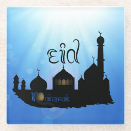 Eid Mubarak Moschee mit Typografie Glasuntersetzer