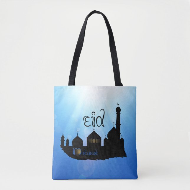Eid Mubarak Moschee mit Typografie Tasche (Vorderseite)