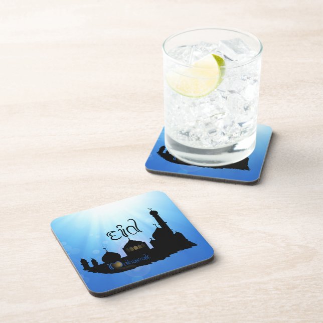 Eid Mubarak Moschee mit Typografie Untersetzer (Rechte Seite)