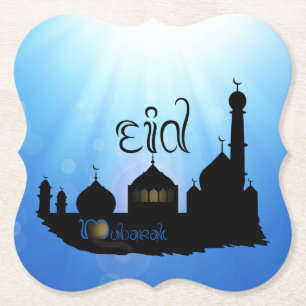Eid Mubarak Moschee mit Typografie Untersetzer