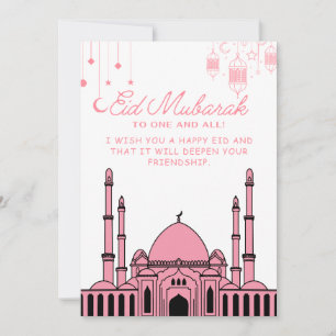 Eid Mubarak Moschee Pink Feiertagskarte