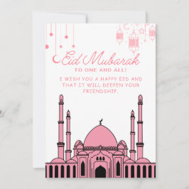 Eid Mubarak Mosque Pink Feiertagskarte