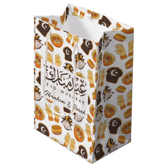 Eid Mubarak muslimische Kinder glücklich Eid Mittlere Geschenktüte (Vorderseite Schrägansicht)
