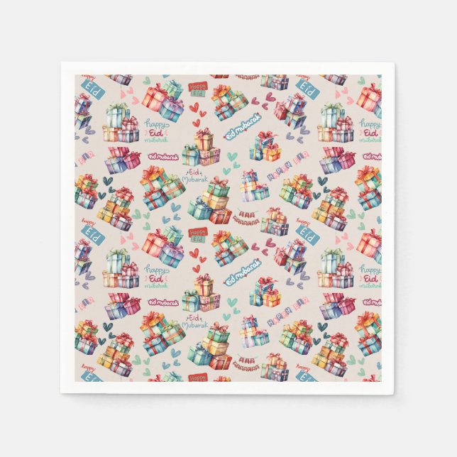 Eid Mubarak Napkins – Colourful Gift Boxes Serviette (Vorderseite)