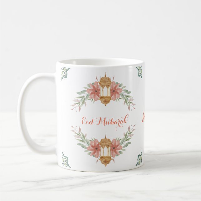 Eid Mubarak Niedliche Blume Leuchtename Kaffeetasse (Links)