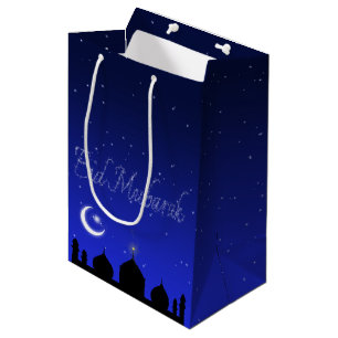 Eid Mubarak Night Stars Moschee Mittlere Geschenktüte