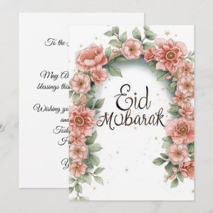 Eid mubarak Personalisierte Blumen-Grußkarte Einladung
