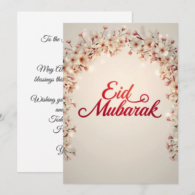 Eid mubarak Personalized Floral Greeting Card Einladung (Vorne/Hinten)