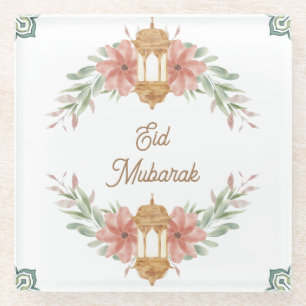 Eid Mubarak  Ramadan Mubarak Blume Wreath Lamp Glasuntersetzer