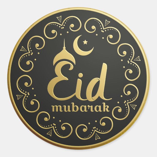 Eid Mubarak Runder Aufkleber (Vorderseite)