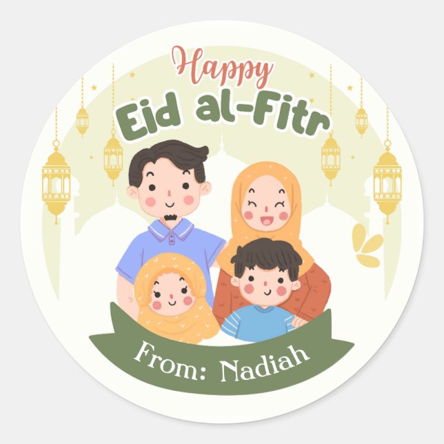 Eid Mubarak Stickers - Eid al-Fitr Personalisiert (Vorderseite)