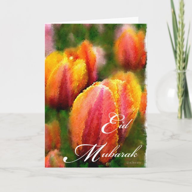 Eid Mubarak-Tulips Feiertagskarte (Vorderseite)