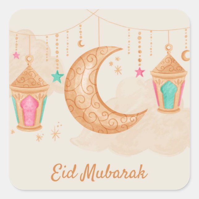 Eid Mubarak Wax Sealing Quadratischer Aufkleber (Vorderseite)
