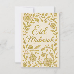 Eid Mubarak - Weiße und goldene Moschee Blumen Einladung