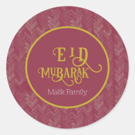 Eid Mubarak Zickzack luxuriös Red Personalisiert Runder Aufkleber