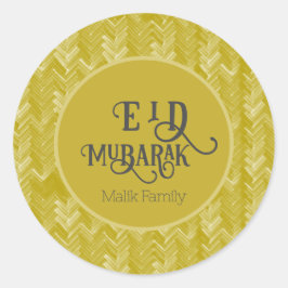 Eid Mubarak Zickzack Vintag Gold Personalisiert Runder Aufkleber
