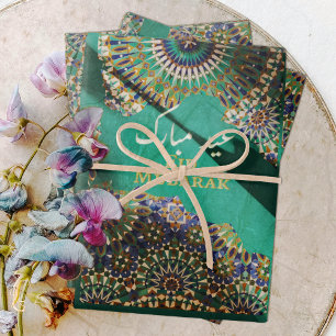 Eid Mubarak Ziermuster Emerald Green Geschenkpapier Set