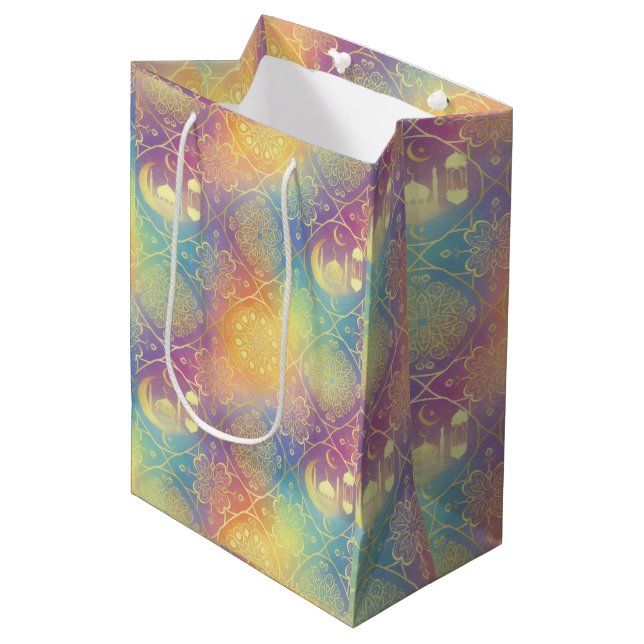 Eid/Ramadan-Geschenkpapier Mittlere Geschenktüte (Vorderseite Schrägansicht)