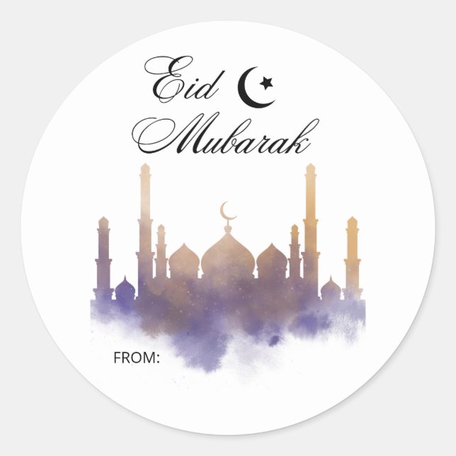 EID-STICKER FÜR EID GIFTS UND GOODIE BAGS RUNDER AUFKLEBER (Vorderseite)