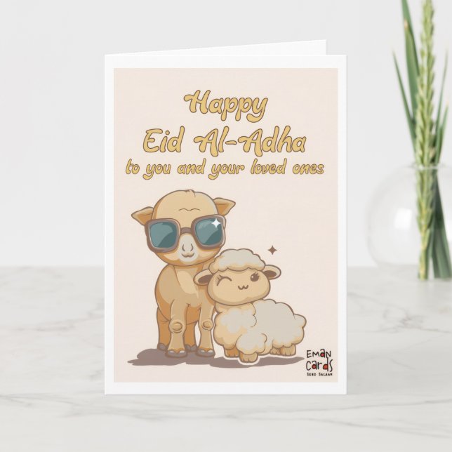 Eid ul Adha Mubarak - Lustige Tiere Karte (Vorderseite)
