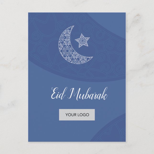 Eid Unternehmenspostkarte - Blau Ankündigungspostkarte (Vorderseite)