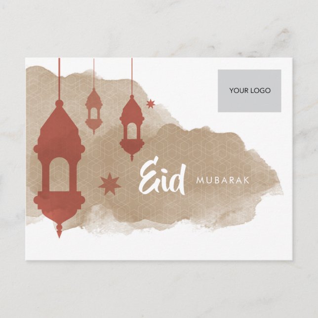 Eid Unternehmenspostkarte - Rot Ankündigungspostkarte (Vorderseite)