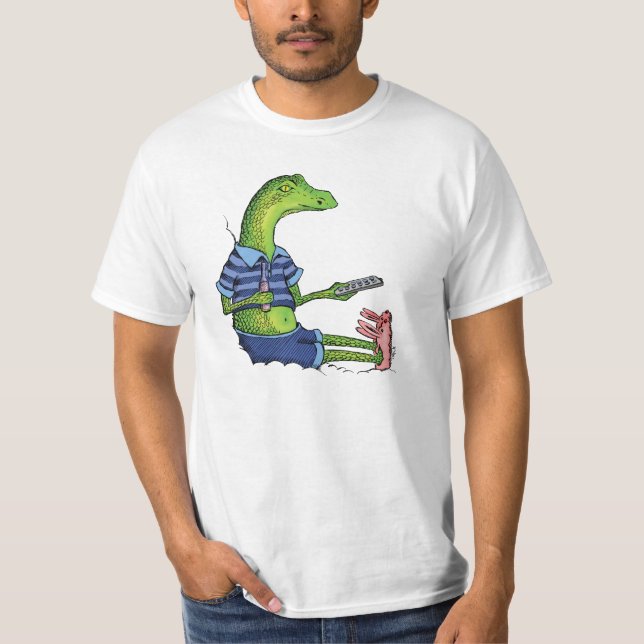 Eidechse mit Häschen-Pantoffeln T-Shirt (Vorderseite)