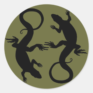 Eidechsen-Aufkleber Coole Retro-Reptilien-Kunstauf Runder Aufkleber