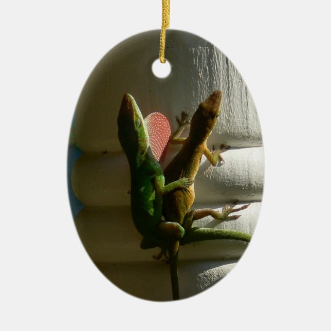 Eidechsen in der Liebe Keramikornament (Vorne)