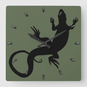 Eidechsen-Uhr Süße Reptilien Kunst Eidechsen Wandu Quadratische Wanduhr