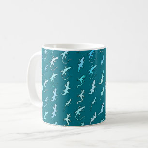 Eidechsen und Geckos, auf aquamarinem Blau Kaffeetasse