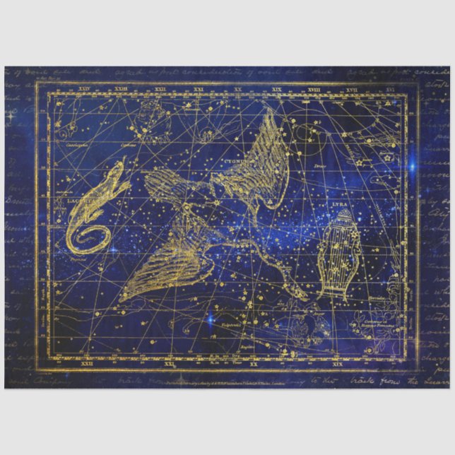 Eidechsen- und Schwanenkonstellettenpapier Seidenpapier (Vorderseite)