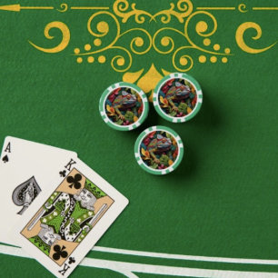 Eidechsenblätter & Farbige Poker Chips