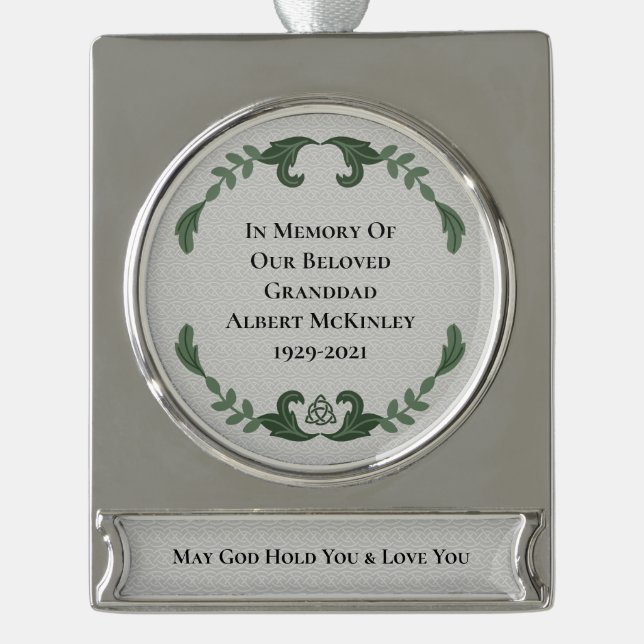 EIegant Irish in Love Memory Banner-Ornament Silber (Vorderseite)