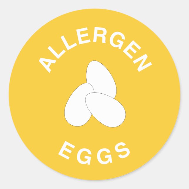 Eier Allergen Warnung Runder Aufkleber (Vorderseite)