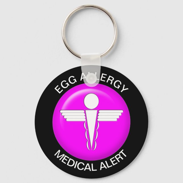 Eier Allergie Medizinische Warnhinweise rosa Schlüsselanhänger (Vorderseite)