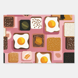Eier auf Toast-Muster – Lustiges Frühstücksfood-De Geschenkpapier Set
