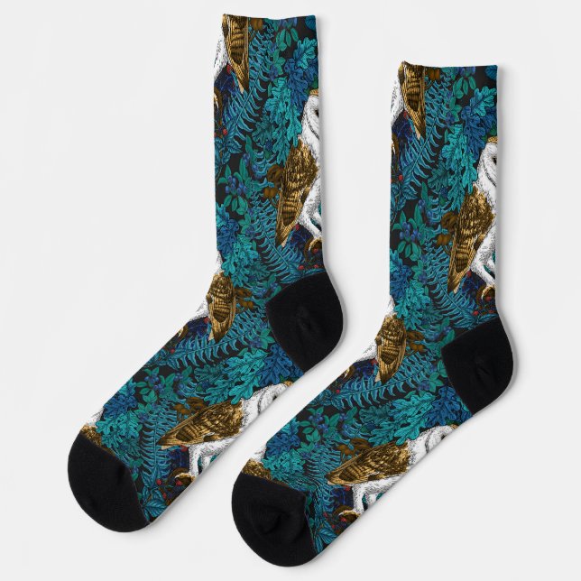 Eier, Farne, Eichen und Beeren 3 Socken (Linkes Detail)