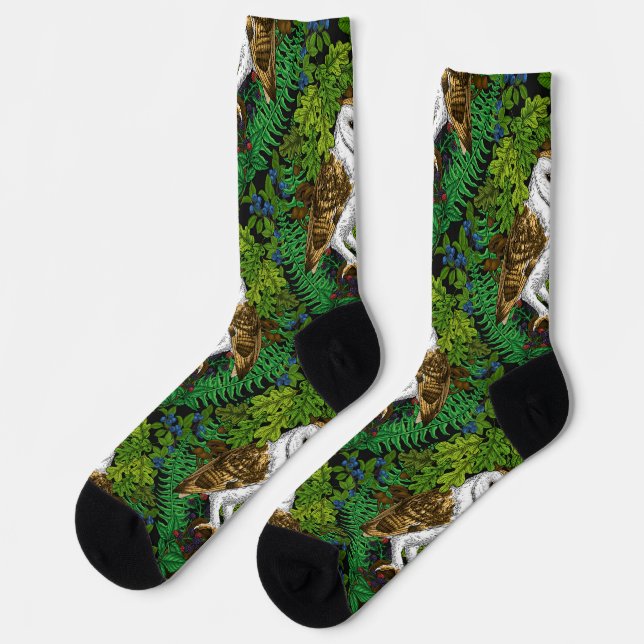 Eier, Farne, Eichen und Beeren Socken (Linkes Detail)