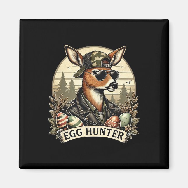 Eier Jäger Hirsch Buck Byckward Cap Hirsch Jagd Ea Magnet (Vorne)